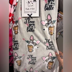 Frenchie and lattes blanket! Cozy!!!!